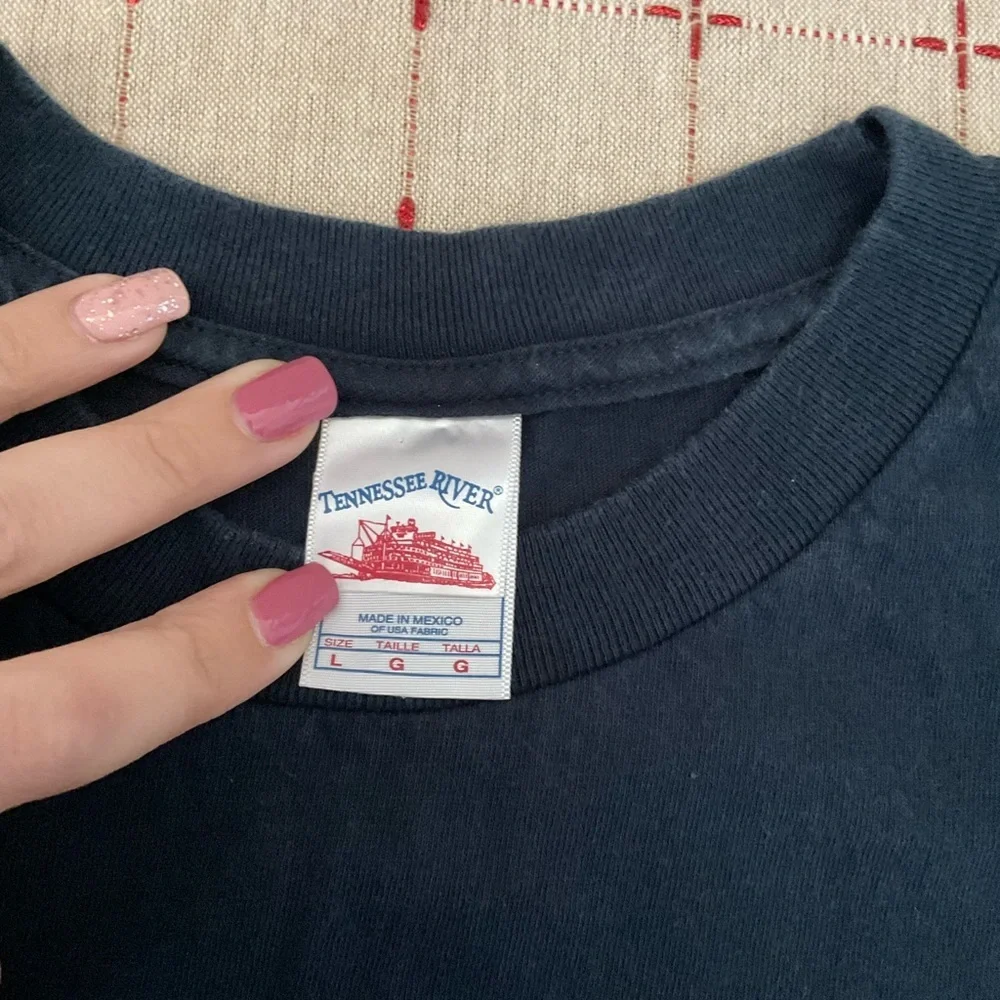 Y2K Vintage Chuck and Larry Movie Promo Shirt L Navy Adam Sandler Comedy EUC - Picture 4 of 5